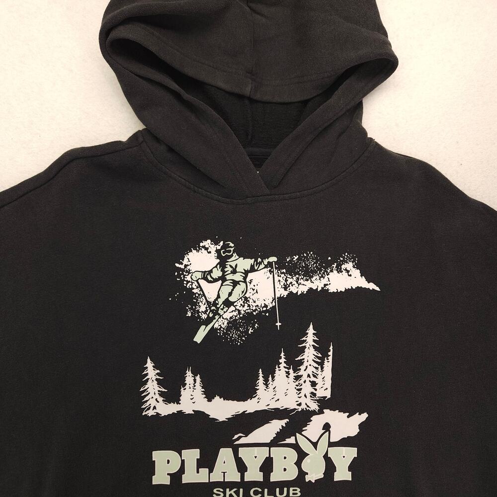 Pacsun Playboy Casual Long Sleeve Pullover Hoodie Mens Size Large L Black